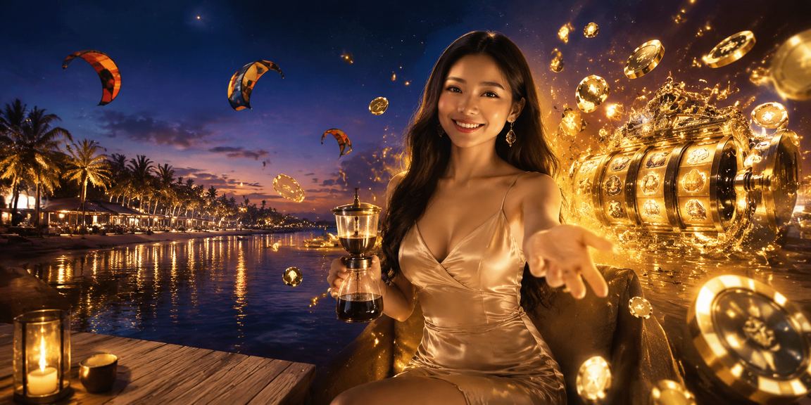 Người dùng Mũi Né thư giãn chơi slots trực tuyến bên bờ biển buổi chiều